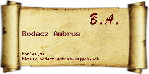 Bodacz Ambrus névjegykártya
